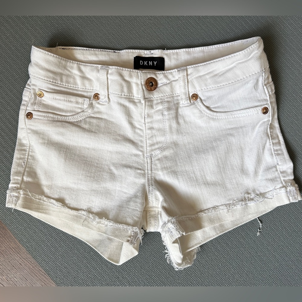 DKNY Girls white denim shorts - 10